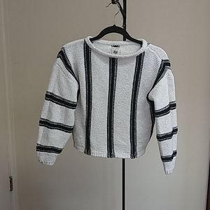 Black and white striped Billabong cropped sweater